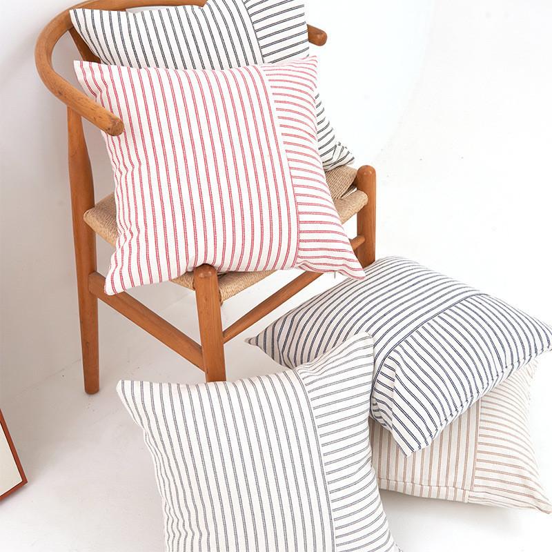 Cover Only Case Only Modern Cozy Striped Pillow Cover Polyester Cotton Soft Comfortable Cushion Case