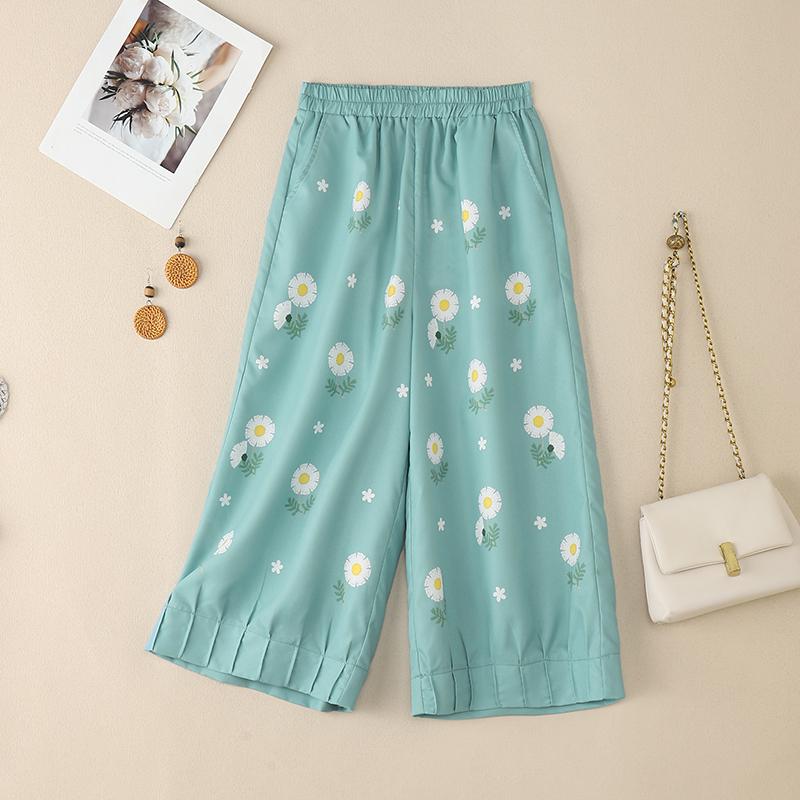 ZANZEA Women Summer Elaatic Waist Loose Casual Floral Croppe Pants