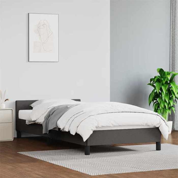 VidaXL Bed Frames with Headboard Slat Base Upholstered Bed Slat Frame Single Bed Adult Bedroom Interior Grey 347475