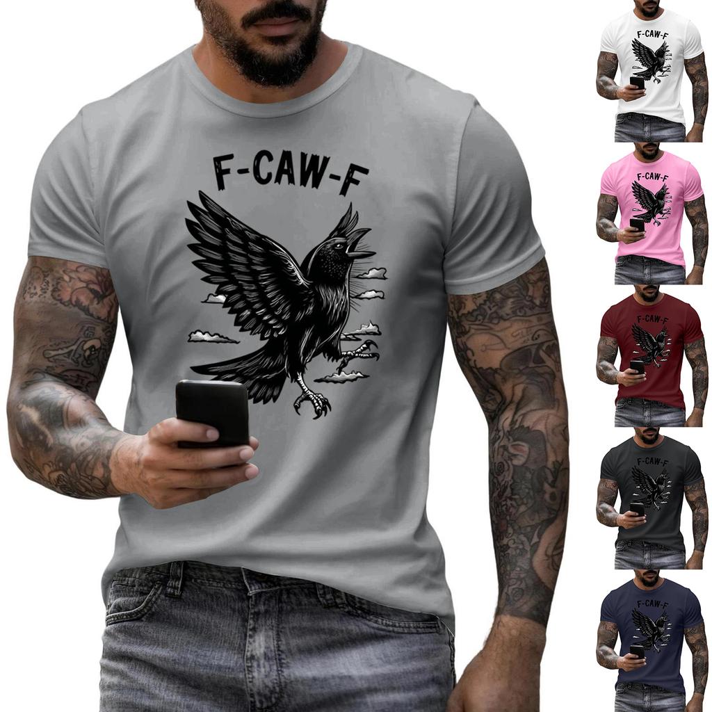 Men's Fashion Casual  Printed Short Sleeve Round Neck Pullover Tops