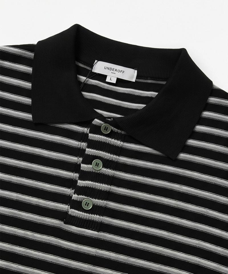 UNDEROFF Striped Crop Half Knit Navy