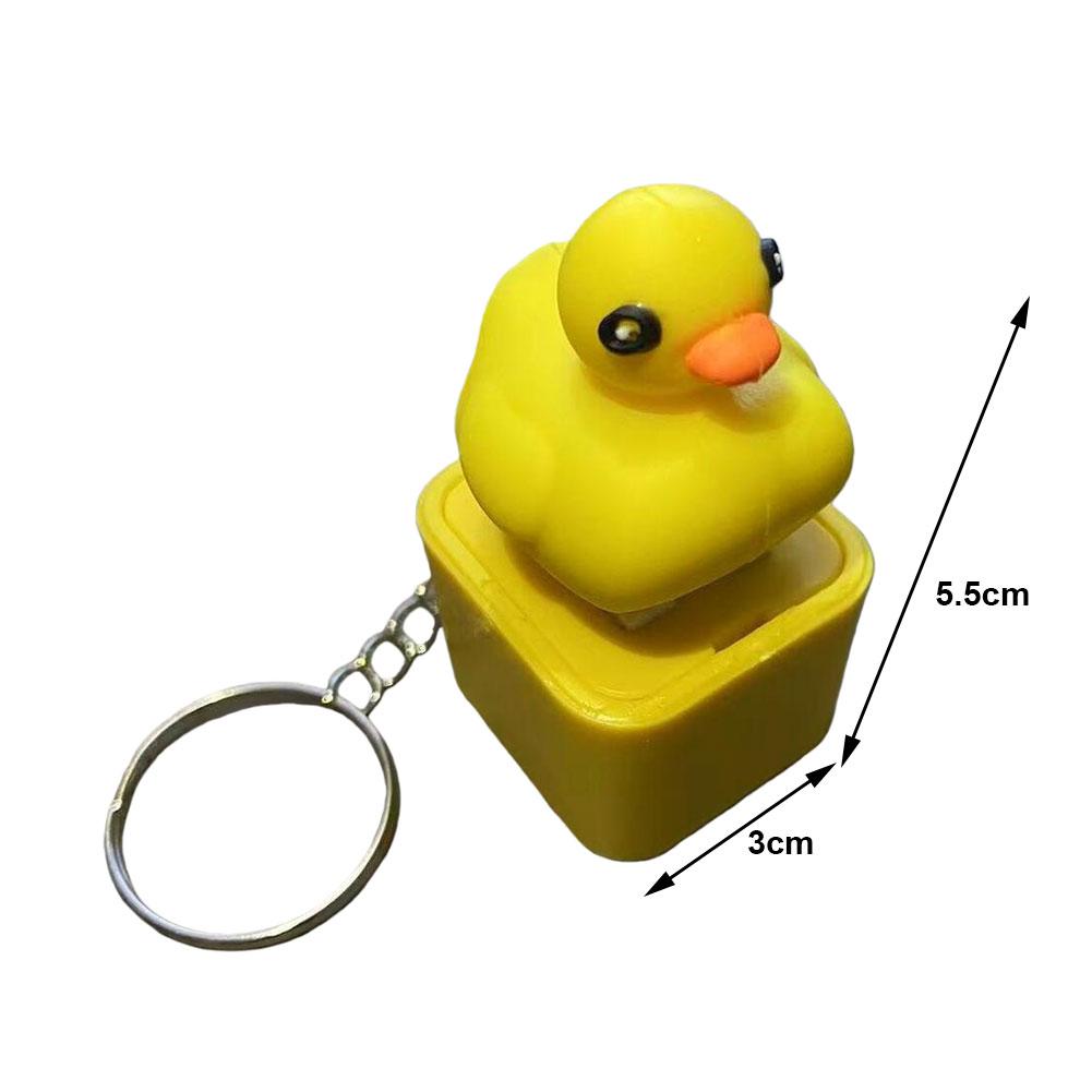Tragbares Quietsche-Enten-Fidget-Spielzeug-Schlüsselanhänger mit buntem Lichteffekt Stressabbau für Erwachsene und Kinder Sensorisches Spielzeug