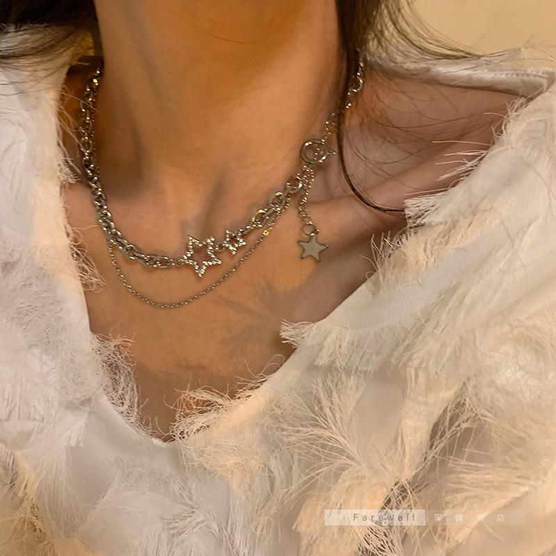 "European & American Double-Layer Love Necklace: Hip-Hop Inspired Long Sweater Chain for Women"