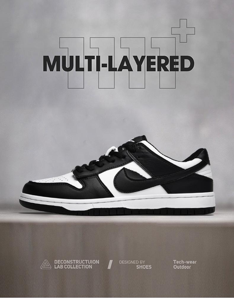 Pánské AJ1 Low-Top černé a bílé Panda Dunk Skate boty a dámské tenisky Air Force One