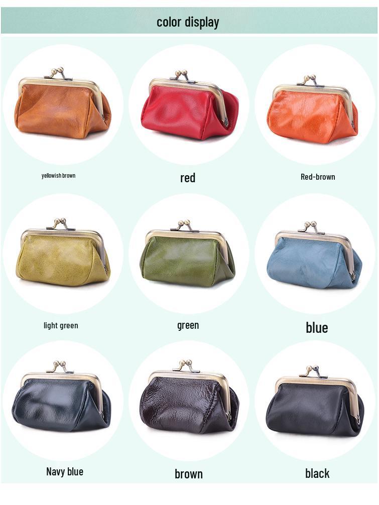 Retro Mini Genuine Leather Clasp Coin Purse & Earphone Bag