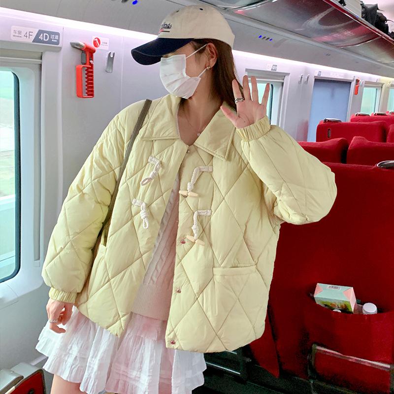 Black short down cotton clothes for women's autumn and winter new high-end super good-looking small thickened padded jacket