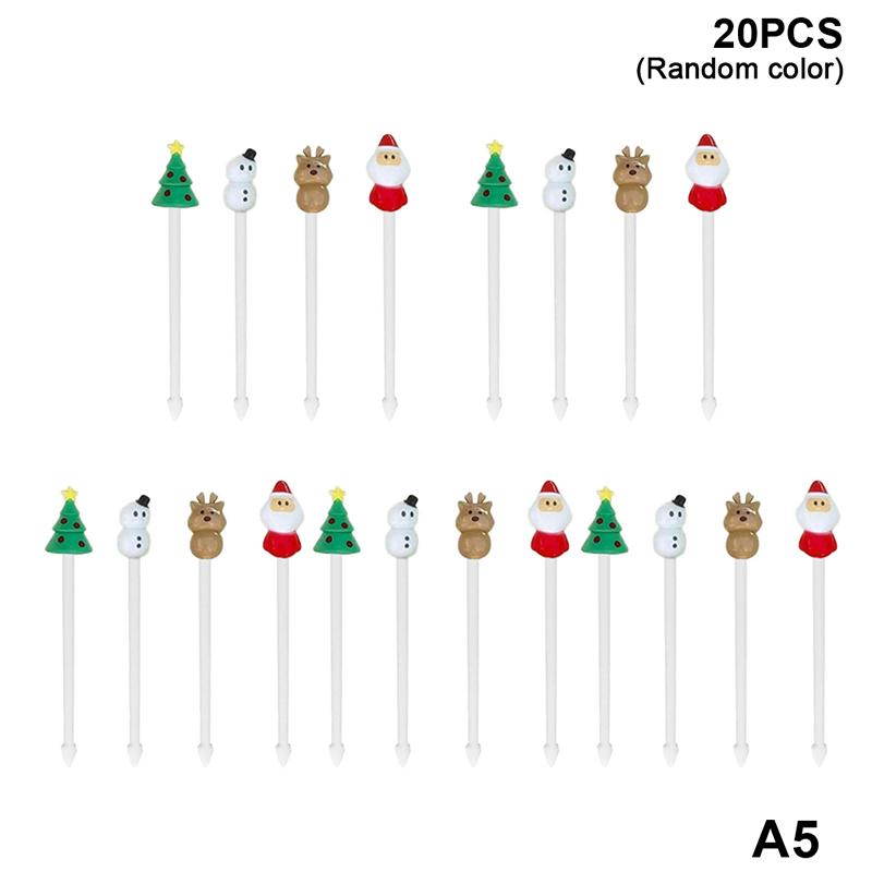 Christmas Fruit Fork Set Food Pick Sliced Fruit Fork Animal Plastic Toothpick Stick Bento Accessories