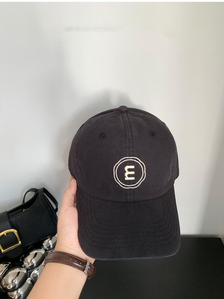 Embroidered Letter M Panel Baseball Hat Breathable Cotton Street Looks Style