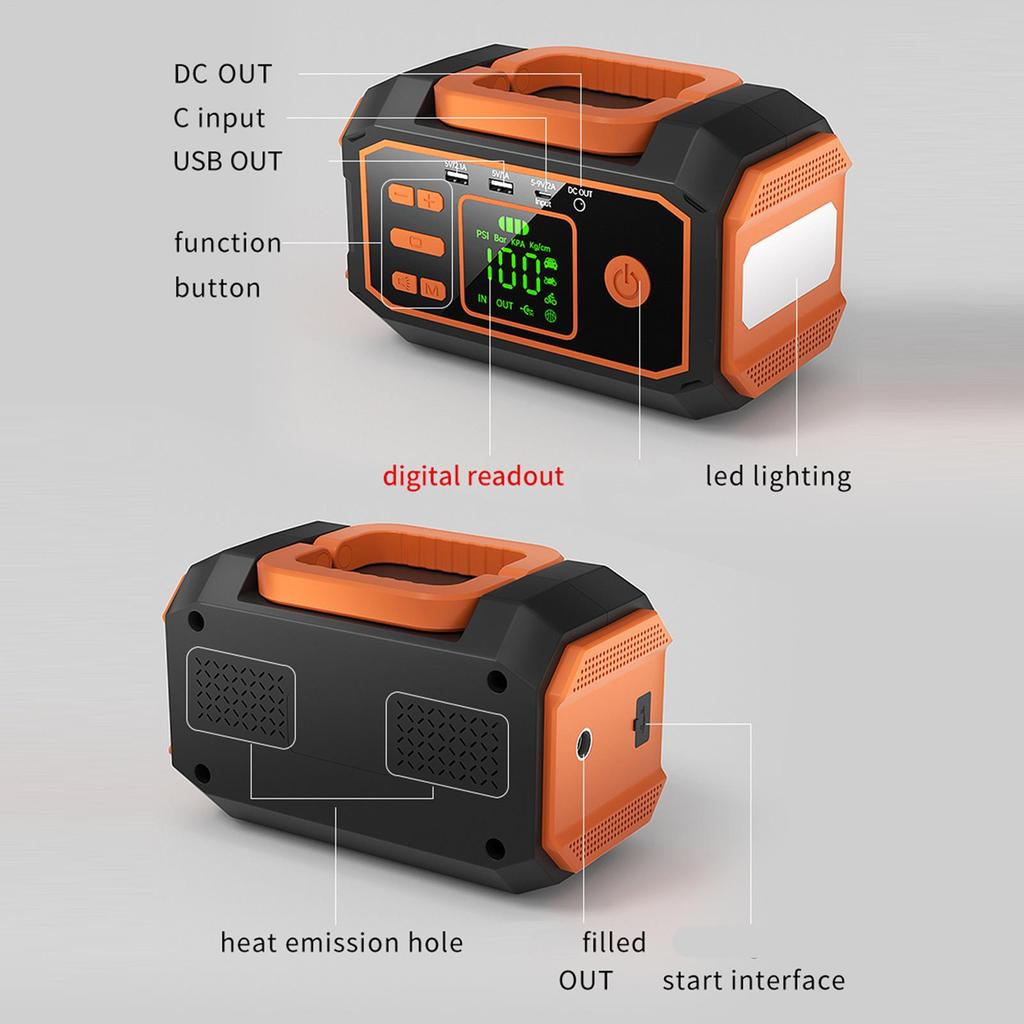 Portable Tire Inflator For Car Digital Pressure Air Compressor With LED Light Mobile Vehicle Tire Pump For RV Camping Bike