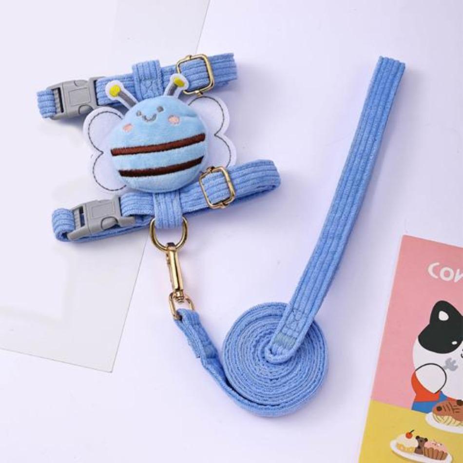 Dog Harness Cat Collar Puppy Harness Leash Set Adjustable Kitten Harness Cartoon Bee Outdoor Small Medium Cats Clothes Dog Chain