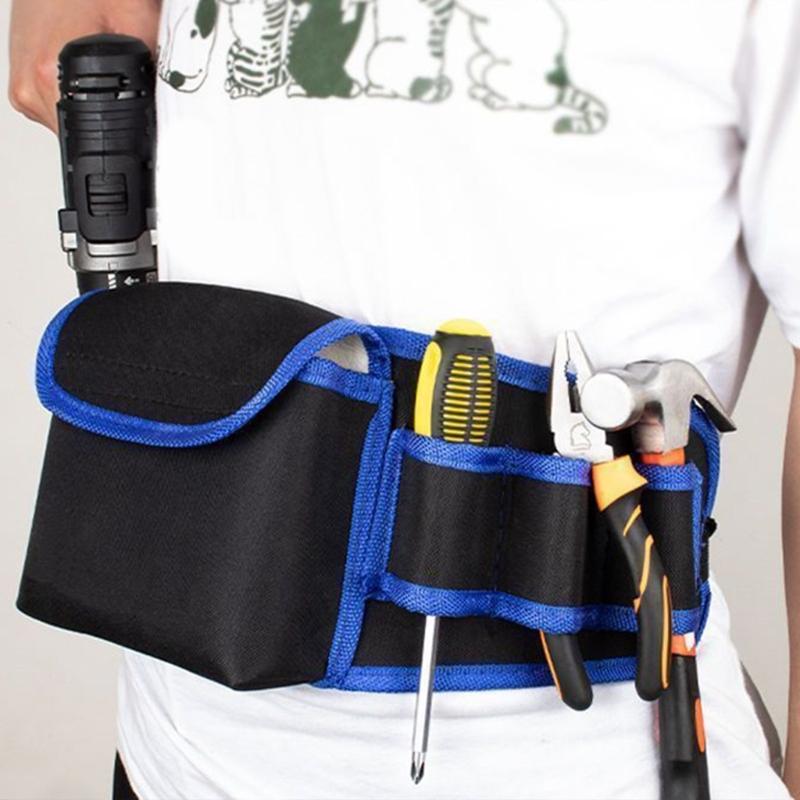 Heavy Duty Oxford Fabric Utility Belt Bag with Multiple Compartments Portable Tool Storage Bag for Tool and Accessories
