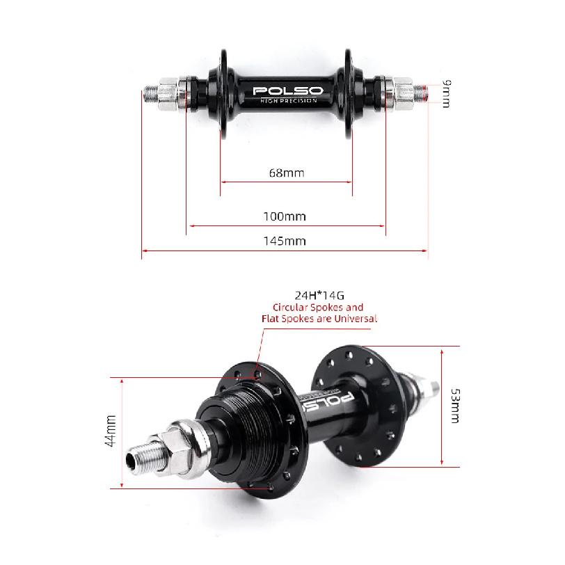 POLSO FH009 Fixed Gear Bike Hub 20H 24H 32H Single Speed Track Cycling Hubs Fixie Parts