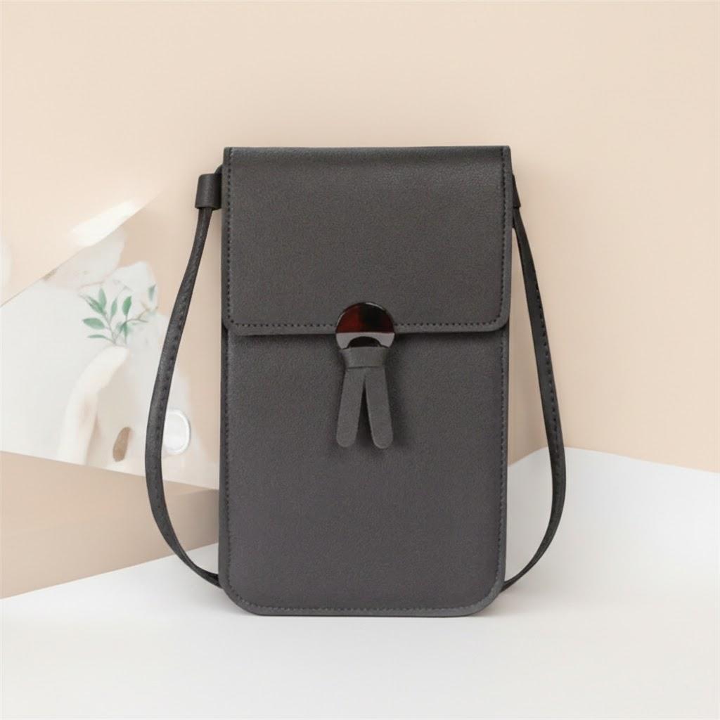 

Fashion Transparent Touch Screen Crossbody Bag for Women Small Purse Mobile Phone Bag Trendy Handbag серый