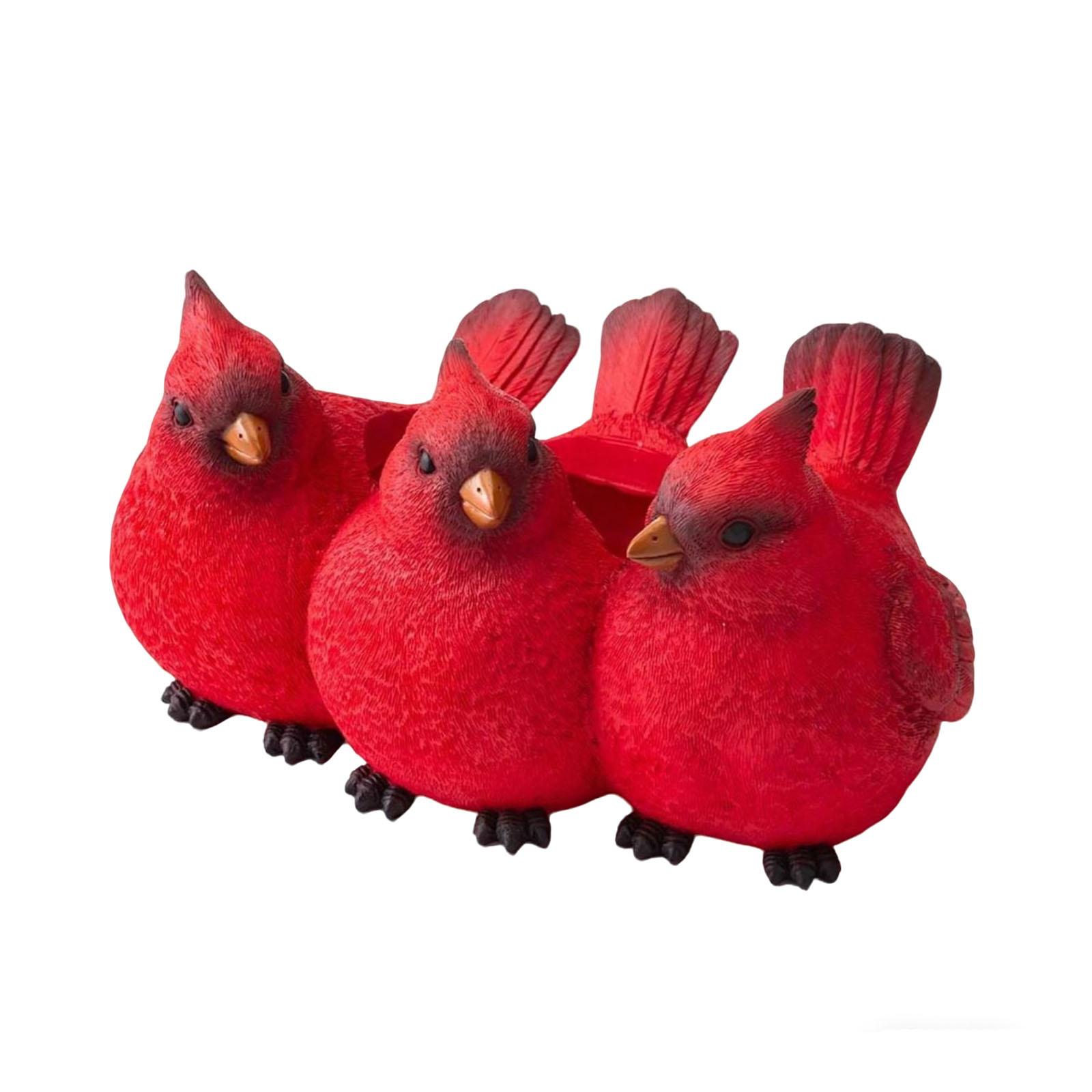 

Christmas Decoration Items For The Home, Garden And Balcony. Three Red Birds And Plants. Resin Handicrafts. One Size красный