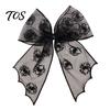 Dark Style Hair Clip Halloween Bat Mesh Bow Spring Clips, Black White Lace Spider Web Durable Barrettes, Gothic for Women Cosplay Costume Accessory