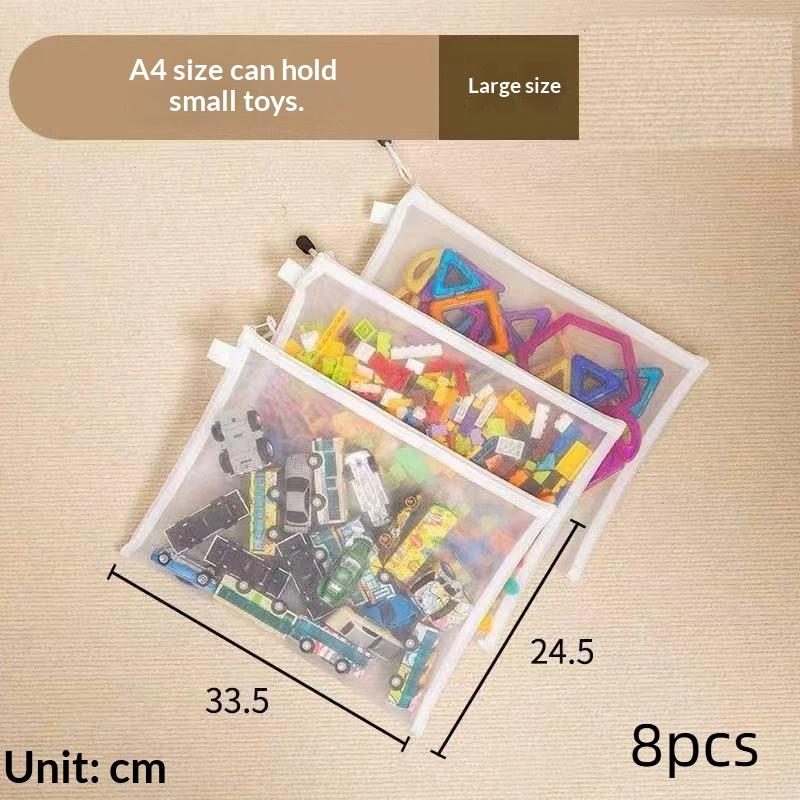 Smooth Zipper Mesh Bags 8Pcs 3 Sizes Waterproof Clear Storage Pouches for Travel Cosmetics Home Small Goods Sorting