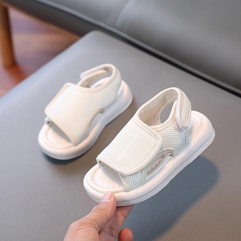 Children's Sandals Solid Soft Sole Velcro 2025 Boys Beach Shoes Summer Girls Mesh Soft Sole Soft Sole Sandals