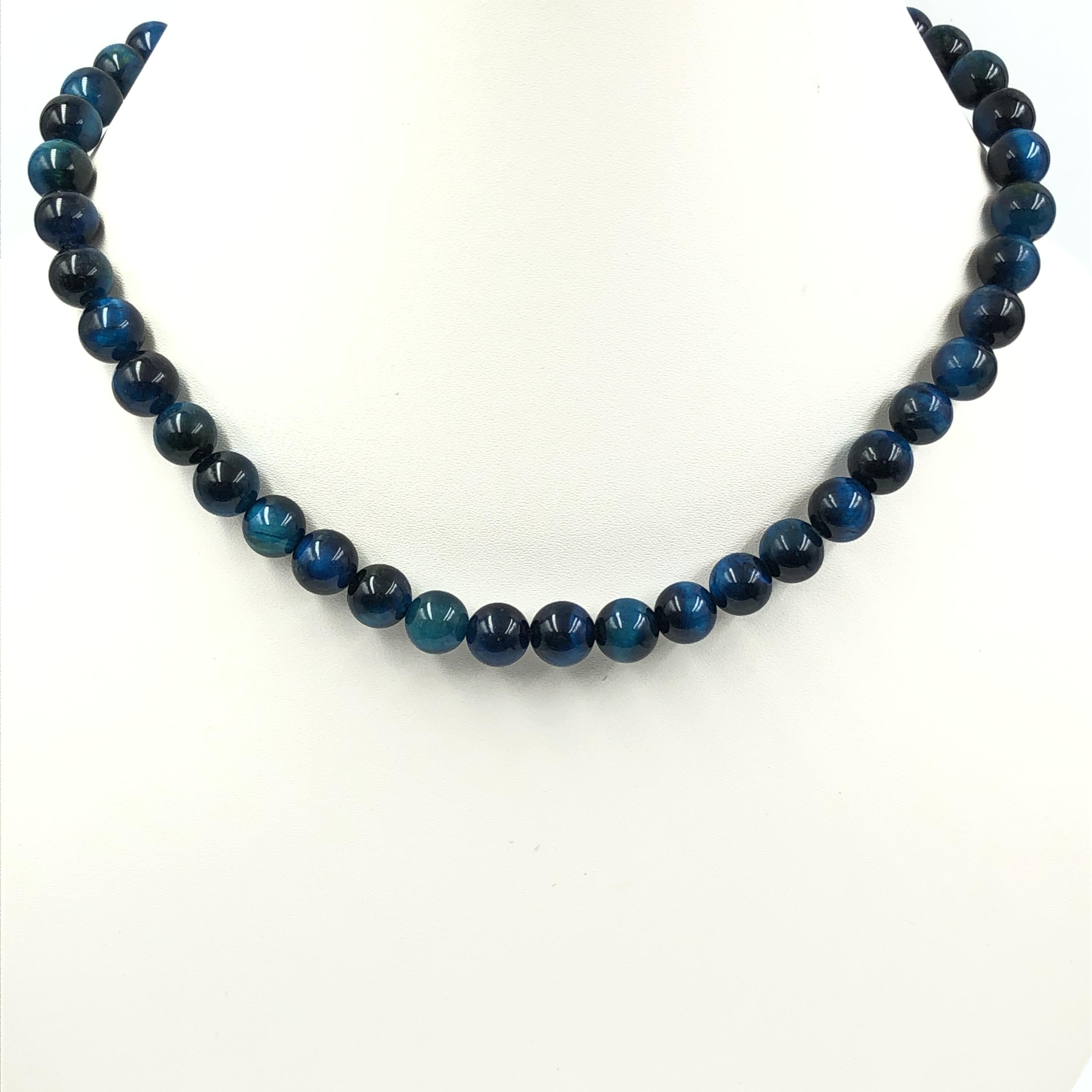 

8mm Natural Blue Star Tiger Eye Gemstone Round Beads Jewelry Handmade Partywear Beads Necklace 17-20 For Her 8BN-49