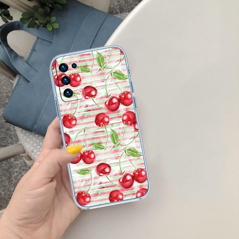 PP19 Cherry fruit Cute Soft Shell Transparent Phone Case for Motorola Moto G7 G8 G9 G84 G85 G73 G24 G15 Z2 Play Power Plus
