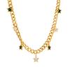 Vintage Stainless Steel 18K Gold Plated Chain Eye Star Charm Necklace for Women Jewelry Sweater Chain