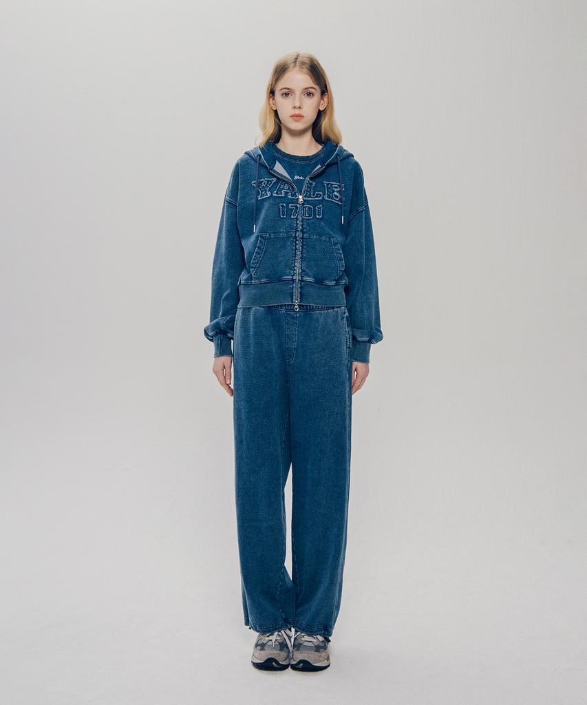 Yale Pigment Applique Zip-Up Hoodie_Navy