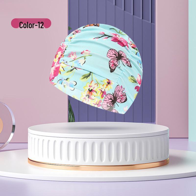 Unisex Adult Pleated Swim Cap – Fashionable, Non-Tightening with Hair and Ear Protection