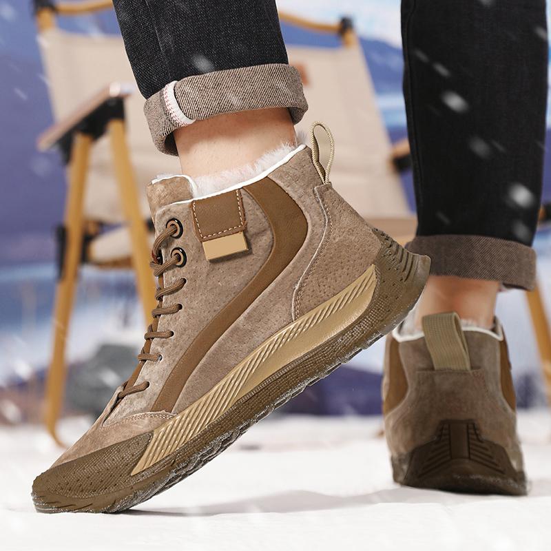 Модные мужские уличные ботинки зимняя мужская обувь теплые меховые зимние ботинки — фото 7