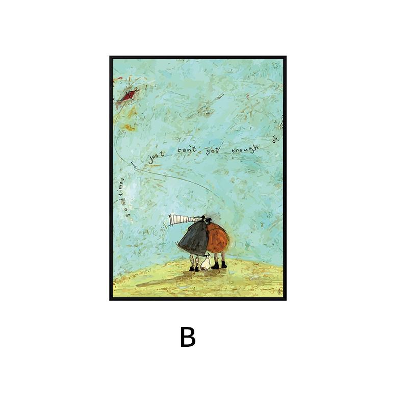 Cute Cartoon Happy Family Lover Painting On Canvas Happiness Love Posters and Prints for Living Room Bedroom Decor Wall Art