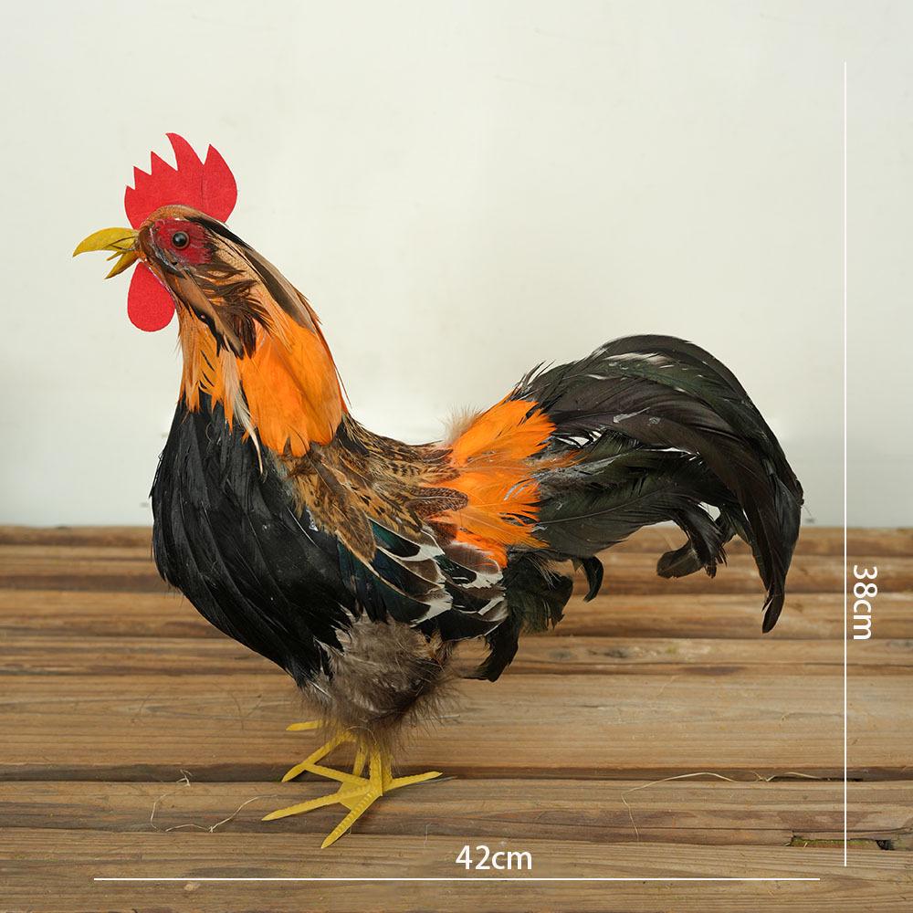 Porcelain Hen and Rooster Feather Ornament for Display and Photography Prop
