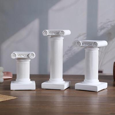 Greek Roman White Column Wine Cabinet Sculpture Resin Ornament