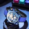 BORUSE Men's Sports Watch Quartz Men's Casual Sports Watch Large Dial Men's Watch Fashion Luminous Calendar Watch Leather strap watch for men
