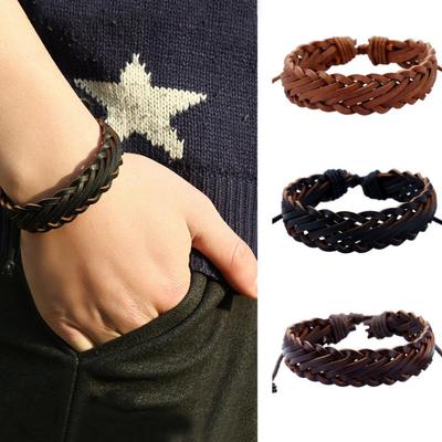 Fashion Faux Leather Rope Bracelet Men Women Jewelry Birthday Party Decor Gift