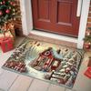 Dachshund Dog Doormat Christmas Welcome Rug Snowflake Lettering Winter Area Rug Laundry Room Studio Garage Home Floor Pad
