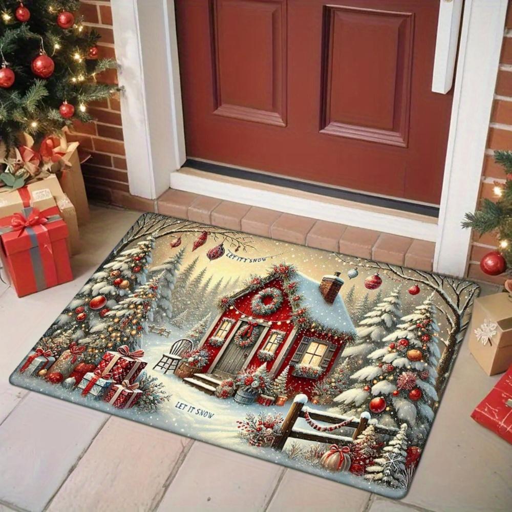 Dachshund Dog Doormat Christmas Welcome Rug Snowflake Lettering Winter Area Rug Laundry Room Studio Garage Home Floor Pad