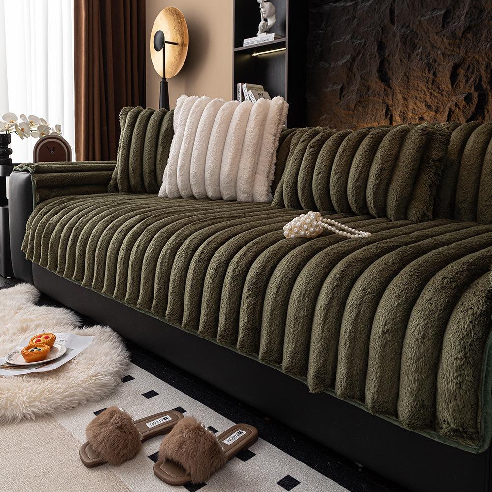 

Зимняя противоскользящая толстая подушка, универсальная имитация верблюжьего плюша, полотенце для дивана, украшение для дома, минималистичный современный диван, чехол для гостиной 70*180CM