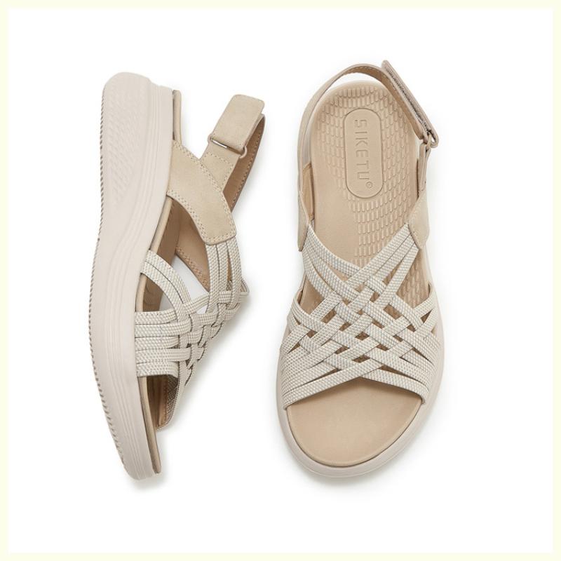 2025 Summer New Md Outsole Casual Lightweight Rubber Thick-Soled Sandals Comfortable Lightweight Velcro Sports Wedge Cloth