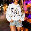 Unisex Lightweight Long Sleeve Neck Pullover Sweatshirt with Halloween Print