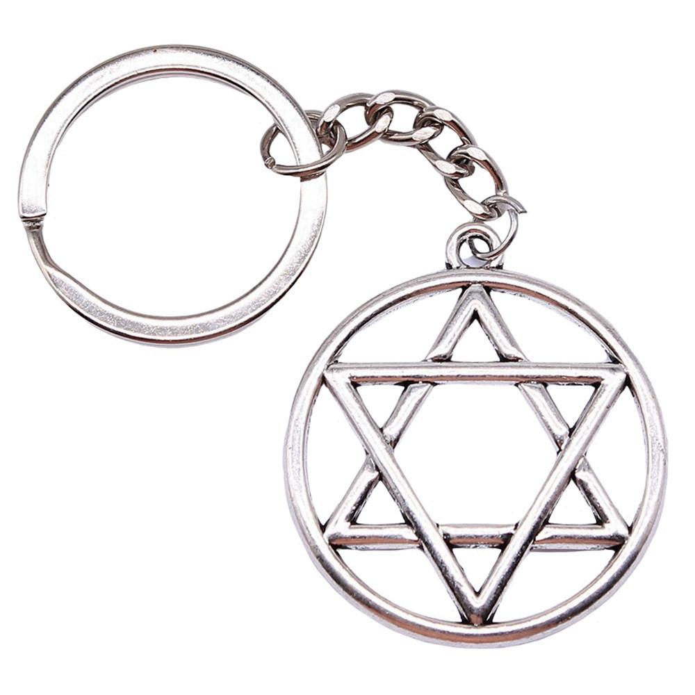 Celtic Knot Charm Hexagram Keychain Irish Amulet Key Ring 28mm Ring
