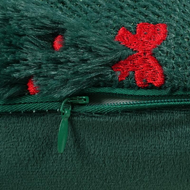 2pcs/set Christmas Bow Embroidered Pillow Covers Polyester Flannel Tree Design Sofa Cushion Festive Party Decor Only Pillowcase