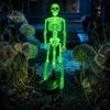Automatic Dusk to Dawn Lamps Solar Skeleton Garden Stake Light, Halloween 3D Glowing Skull Yard Haunted House Landscape Lighting Decor with
