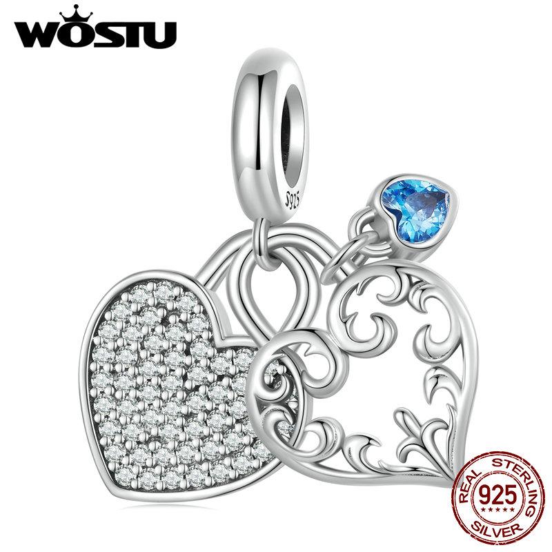 

WOSTU Lovely Home Series из стерлингового серебра 925 пробы с замком в виде сердца, подвески, подвески, семейный дом, бусины, подходят для оригинального браслета, ожерелье «сделай сам» 925 silver