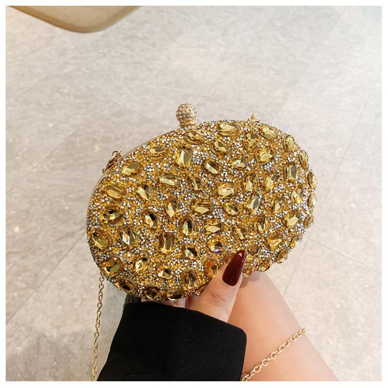 New diamond-encrusted dinner bag Fashion banquet women's clutch bag Dress small bag Full diamond shoulder messenger bag