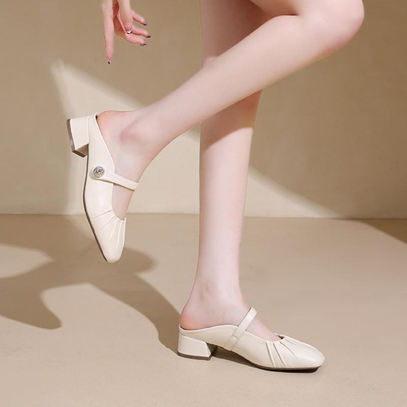 Fashion 2025 New Female Shoes Low Ladies' Slippers Cover Toe Shallow Luxury Slides PU for Women  New Designer Flat Fashion Slippers