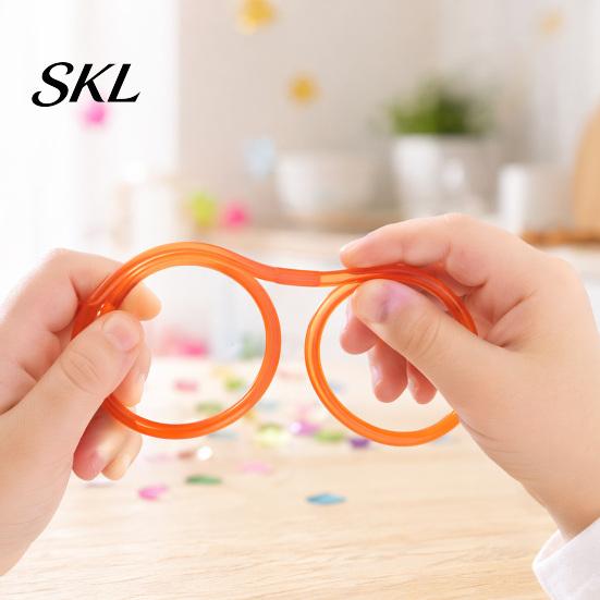 Odor-free Plastic Straw Funny Glasses Straw, Creative Eyewear Drinking Tube for Parties, Bendable Flexible Kids Safe Juice Soda Milk Tea, Novelty Gag