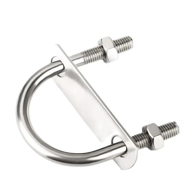 M6 M8 304 Stainless Steel U Type Bolts with Plate Nuts Round U Shape Pipe Clamp Clip U Type Tube Holder Fixed Buckle 2mm Plate