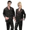 Men's and women's ice silk couple pajamas women's spring and autumn light luxury loungewear loose fashion jacquard men's pajamas set