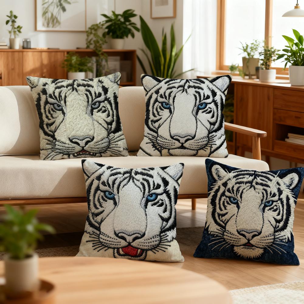 White Tiger with Eyes cushion cover Decoration Room Shop Car Best Home Office Coffee Pillow Sofa Printing Nordic Simplicity Hit