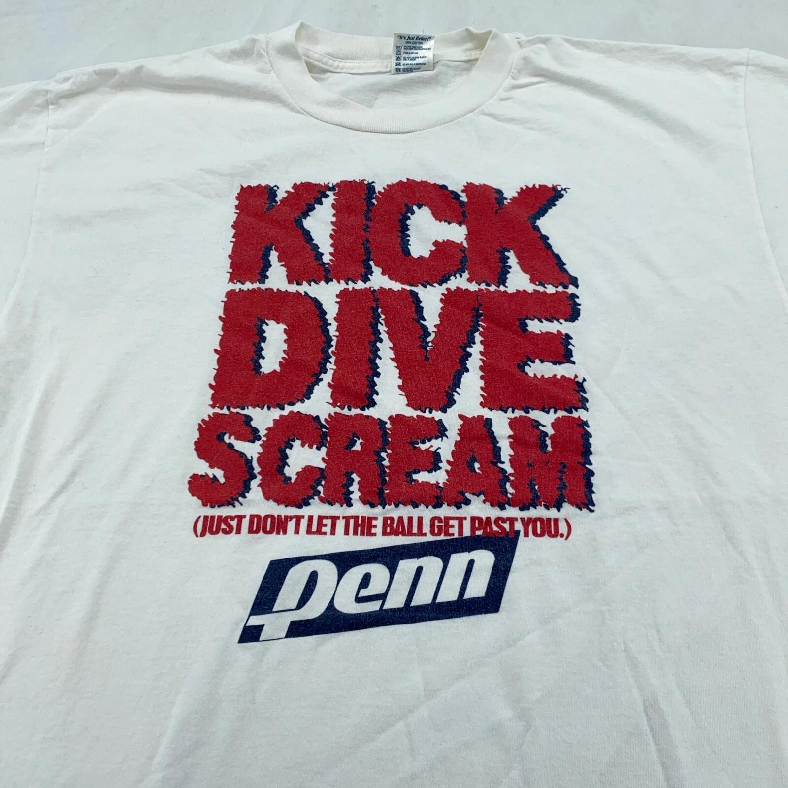 

vintage 90s KICK DIVE SCREAM PENN T-Shirt XL sports soccer tennis S