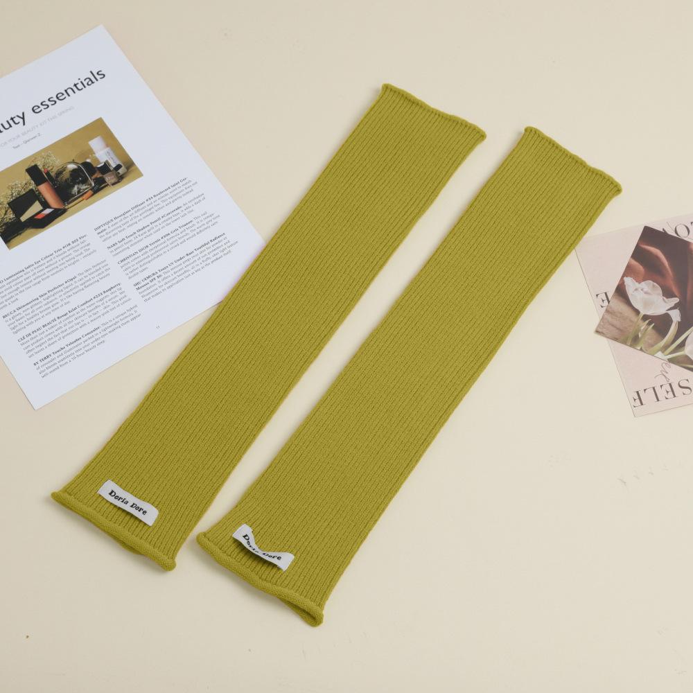 Manchons de Gants Tricotés pour Femmes Automne et Hiver Chaud Couleur Unie Manchons de Mains Demi-Doigts Laine Protège-Poignets Manches Fausse Manches Couvre-Bras