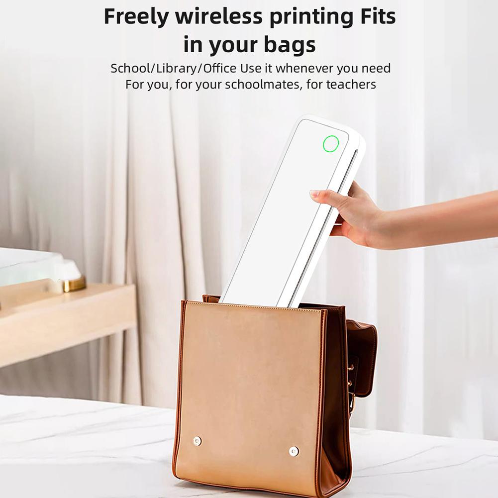 Mini Printing Machine A4 Portable Thermal Printer Inkless BT Travel Wireless Mobile Travel Printer Connected to Phones Office